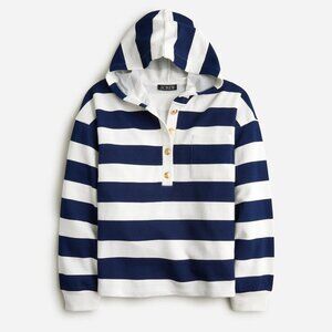 J.Crew University Terry Henley Sweatshirt Navy White Rugby Stripe Women's Small